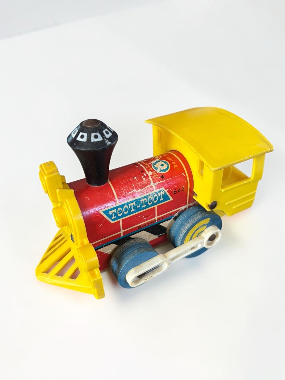Vintage 1964 Fisher Price Toot-Toot Train #643 Wood Pull Toy USA